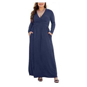 Cathy | Dresses | Size 2xl 6 18 New Navy Blue Ultrasoft Knit Maxi Dress  Wpockets Allseason | Poshmark